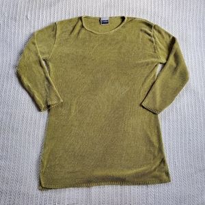 VTG Chava Women's Small Green Pullover Tunic Sweater Rayon Knit Chenille USA